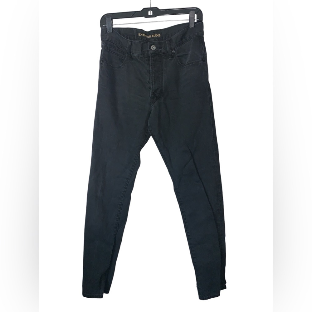 Express Men Black Button Fly Slouchy Slim Fit 100% Cotton Jeans‎ size 28